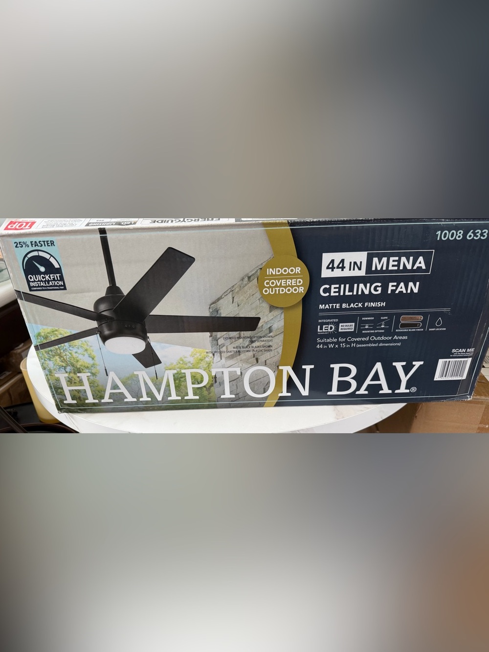 New Hampton Bay mena 44” ceiling fan matte black finish